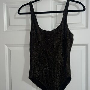 Women’s black and gold tank bodysuit